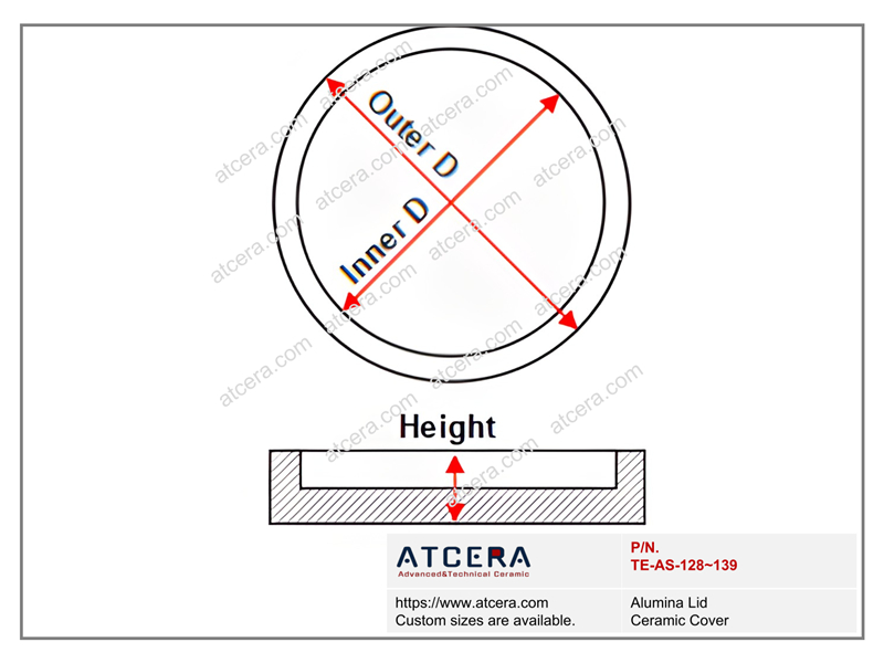 Drawing of Alumina Lid Ceramic Cover