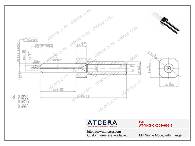 Drawing of MU Single Mode, with Flange