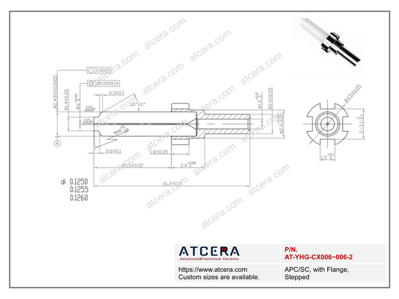 Drawing of APC SC, with Flange, Stepped