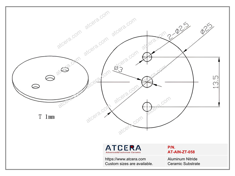 Drawing of AlN Substrate AT-AIN-ZT-058