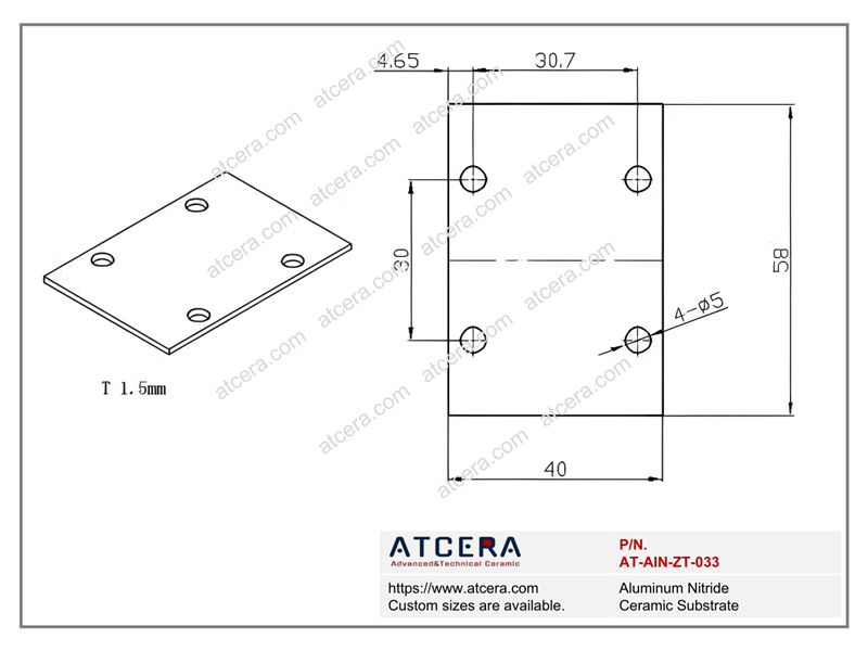 Drawing of AlN Substrate AT-AIN-ZT-033