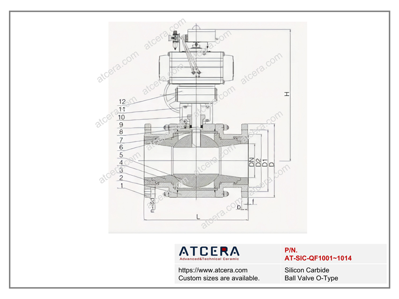 Drawing of Silicon Carbide Ball Valve O-Type